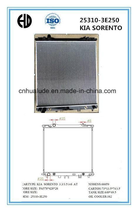 Hot Sale Cheap Aluminum Brazed Welding Car Radiator for KIA Sorento 25310-3e250