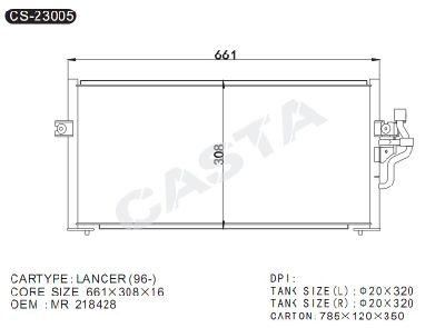 Car Auto Aluminum Condenser for Mitsubishi Lancer (96-)