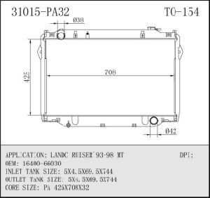 Auto Radiator for Toyota Land Ruiser 93-98 Mt 31015 (TO-334/154)