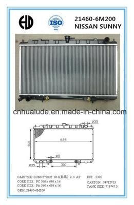 Auto Brazed Aluminum Radiator for Nissan Sunny OE: 21460-6m200