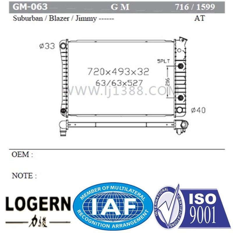 Suburban Blazer Jimmy Auto Parts Radiator at Dpi 716/1599