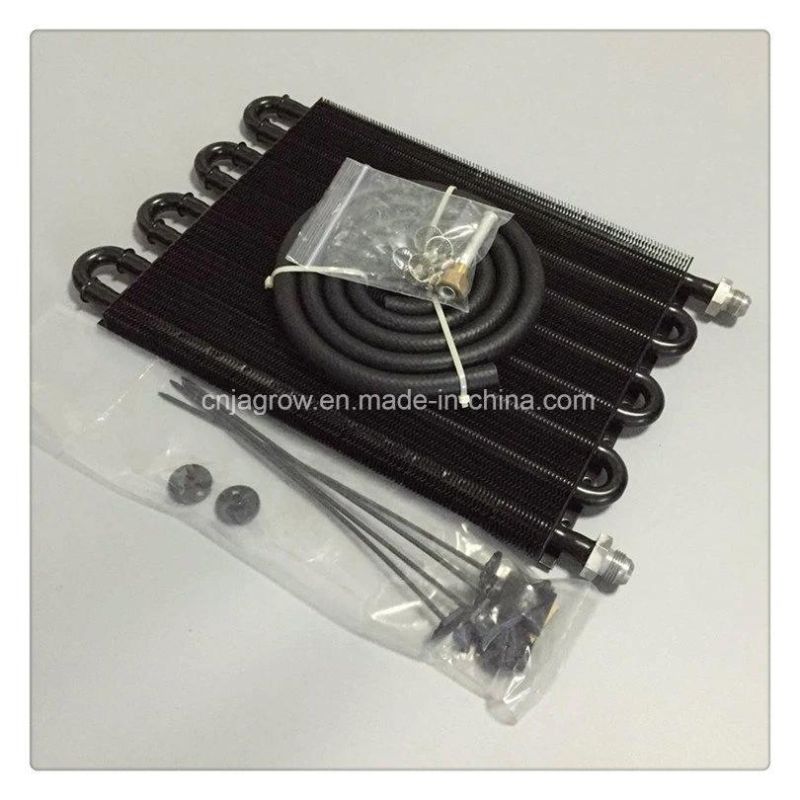 8 Row Tube Fin Oil Cooler Kit with An8 Fitting Black Color