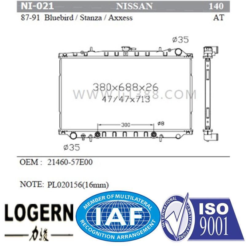 Radiator for Nissan 87-91 Bluebird /Stanza/Axxess at