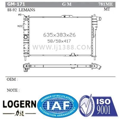 Aluminum Auto Radiator for Lemans&prime;88-92 Mt Dpi 781