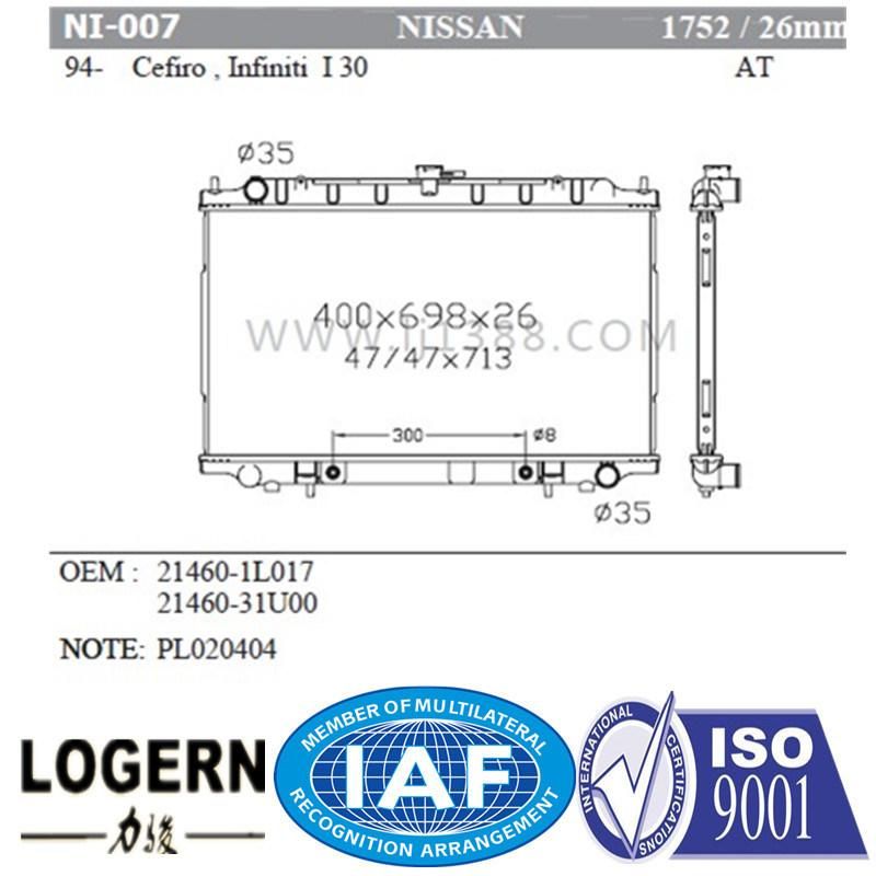 Ni-007 Auto Parts Radiator for Nissan Cefiro/Infiniti I 30′94- at Dpi: 1752
