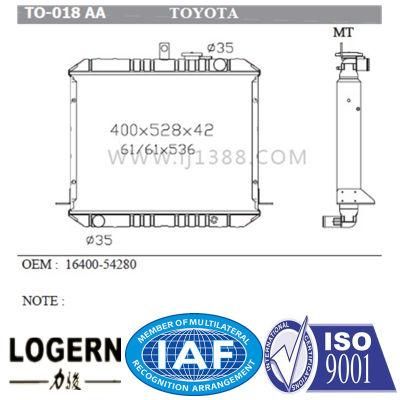 to-018AA Car Full Aluminum Radiator for Toyota Hianc&prime;84-89 Mt