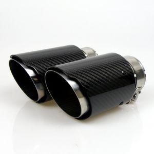 Black X2 Universal Akrapovic Style 3.5&quot;Matt Carbon Exhaust Tip/Tailpipe Steel D1
