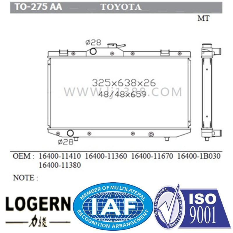 to-275AA Auto Accessories Full Aluminum Radiator for Toyota Sera/Stanriet′90- Mt
