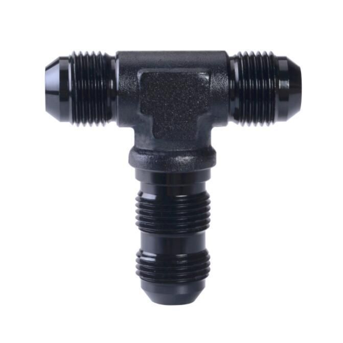 An6 Fitting Aluminum Black Flare Bulkhead Tee Oil Fuel Adaptor
