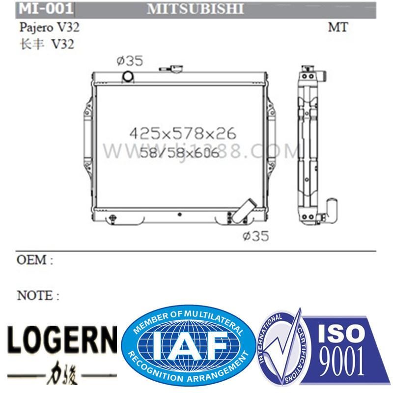 Mi-001 Auto Radiator for Mitsubishi Pajero V31/V32′92-96 Mt