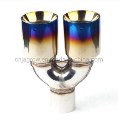Exhaust Tip Straight Cut Duo Layer Blue Burnt Polished Stainless 2.5in 3.5out