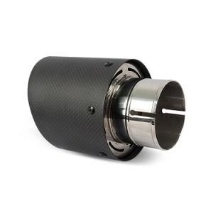Hiwowsport Glossy Carbon Fiber Exhaust Muffler Pipe Roll Side Oblique Universal Tip for Car 2.5&prime;&prime; Inlet 3.5&prime;&prime; Outlet Diameter