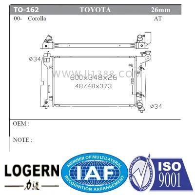 to-162 Auto Radiator for Toyota Corolla&prime;00- 1.8 at