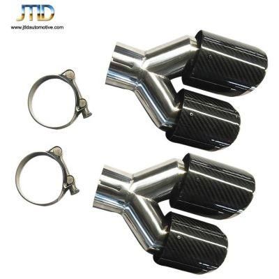 Universal Y Style Dual Outlet Black Muffler Tail Pipe Carbon Fiber Exhaust Tips for Akrapovic Style