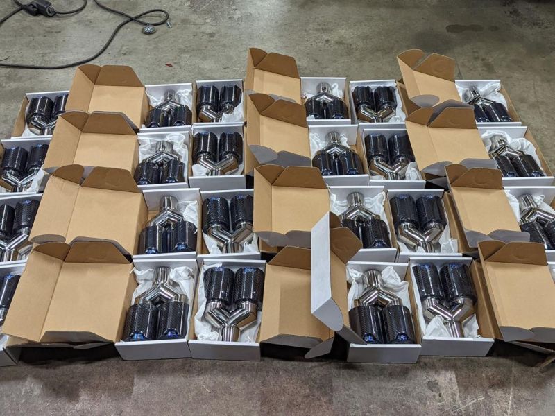Clamp-on Car Univesal Matte Carbon Fiber Ak Exhaust Tips with Sand Blasting Inner Pipe
