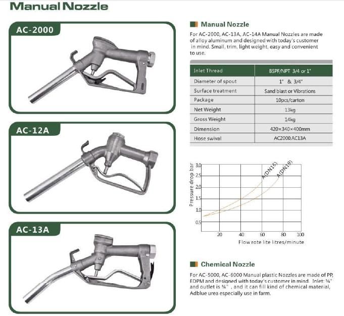 Transfer Diesel Fuel Delivery Manual Nozzle with Hose