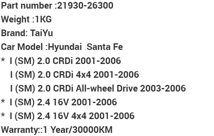Auto Parts Rubber Engine Mount 21930-26300 for 2001-2006 Hyundai Santafe I