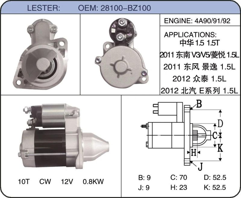 Auto Starter Car Motors 28100-Bz100