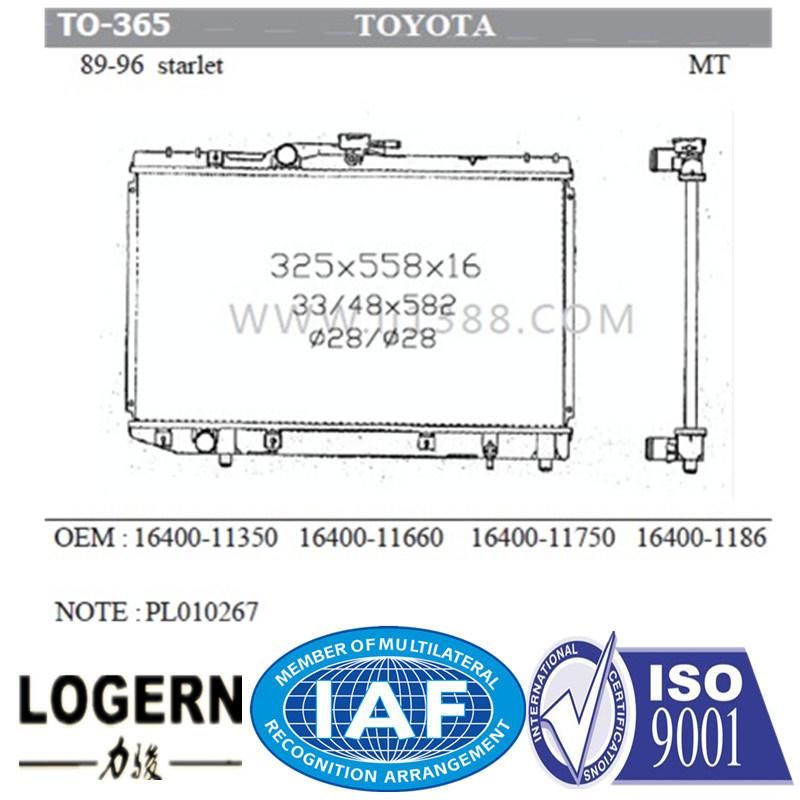 High Quality Radiator for Toyota Starle′89-96/Mt/OEM: 16400-11350/11750