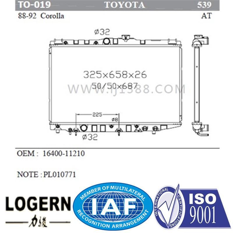 to-019 Good Product Aluminum Radiator for Toyota Corolla′88-92 at Dpi: 539