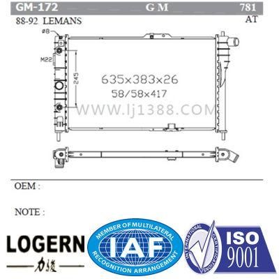 Auto Aluminum Radiator for Lemans&prime;88-92 at Dpi 781