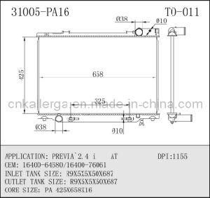 Radiator for Toyota Previa 2.4 I at 31005 (TO-009/011)