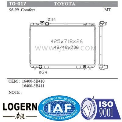 Japan Car Aluminum Radiator for Toyota Comfort&prime;96-99 Mt