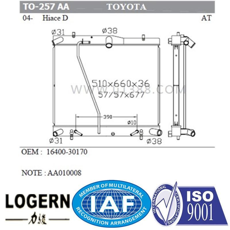 Japan Car Full Aluminum Radiator for Toyota Hiace D′04- at
