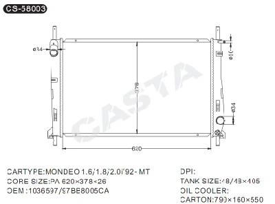 Good Quality Radiator for Mondeo 1.6/1.8/2.0I 92-Mt