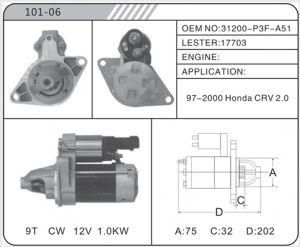Starter Motor for Honda 31200-P3f-A51 CRV Rebulit Starter 17703