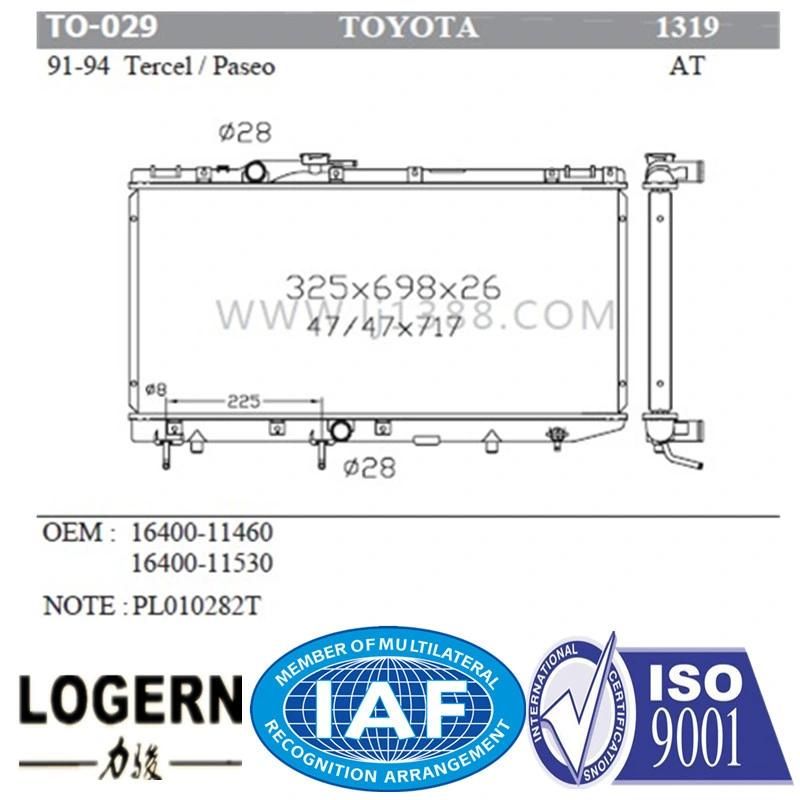 to-029 Accessories Auto Radiator for Toyota Tercel′91-94/Paseo′92-95 at Dpi: 1319