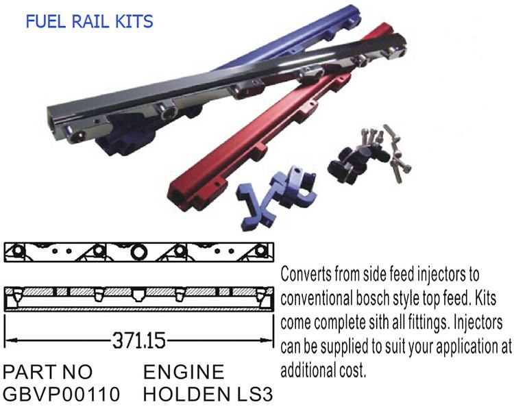 High Flow Top Feed Injector Billet Fuel Rail Suit for 11mm and 14mm Fuel Injector Adapter