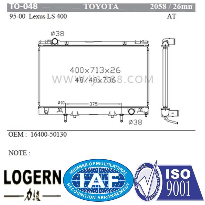 to-048 Auto Radiator for Toyota 95-00 for Lexus Ls400 at/Dpi: 2058