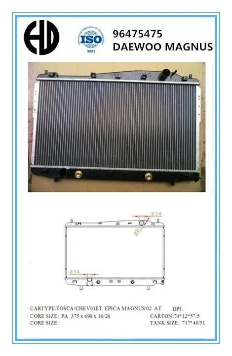 Hot Sale Cheap Aluminum Brazed Welding Car Radiator for Daewoo Magnus Oe: 96475475