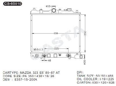 Good Quality Auto Spare Part Radiator for 323e5 1985-1987at OEM: E357-15-200A