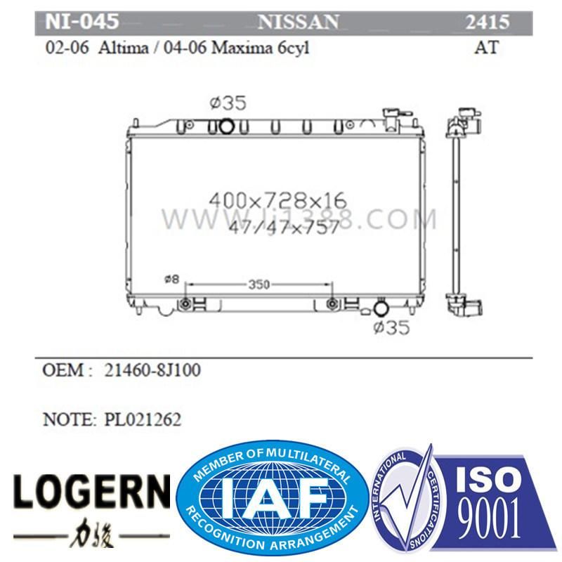Auto Radiator for Nissan Altima′02-06/Maxima 6cyl′04-06 at Dpi: 2415