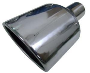 Polished T304 Stainless Steel Oval Rolled Slanted Dual Wall Exhaust Tip Tail Pipe