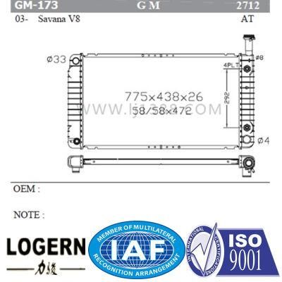 Car Auto Radiator for Savana V8&prime;2002 at Dpi 2712
