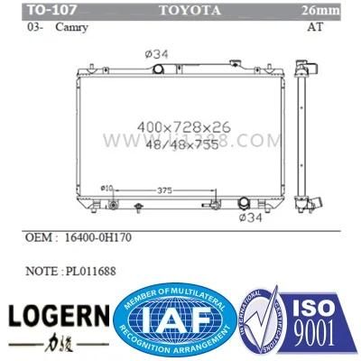 to-107 Auto Car Aluminum Radiator for Toyota Camry&prime;03- at/PA26