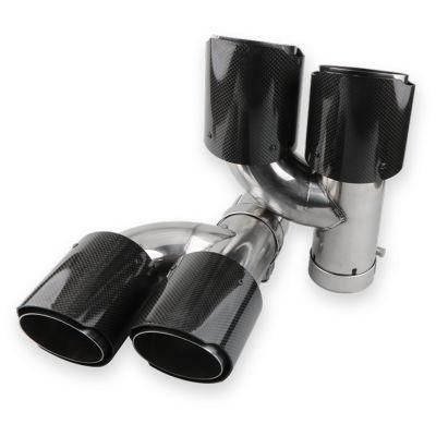 H Type Dual Outlet Glossy Carbon Fiber Exhaust Muffler