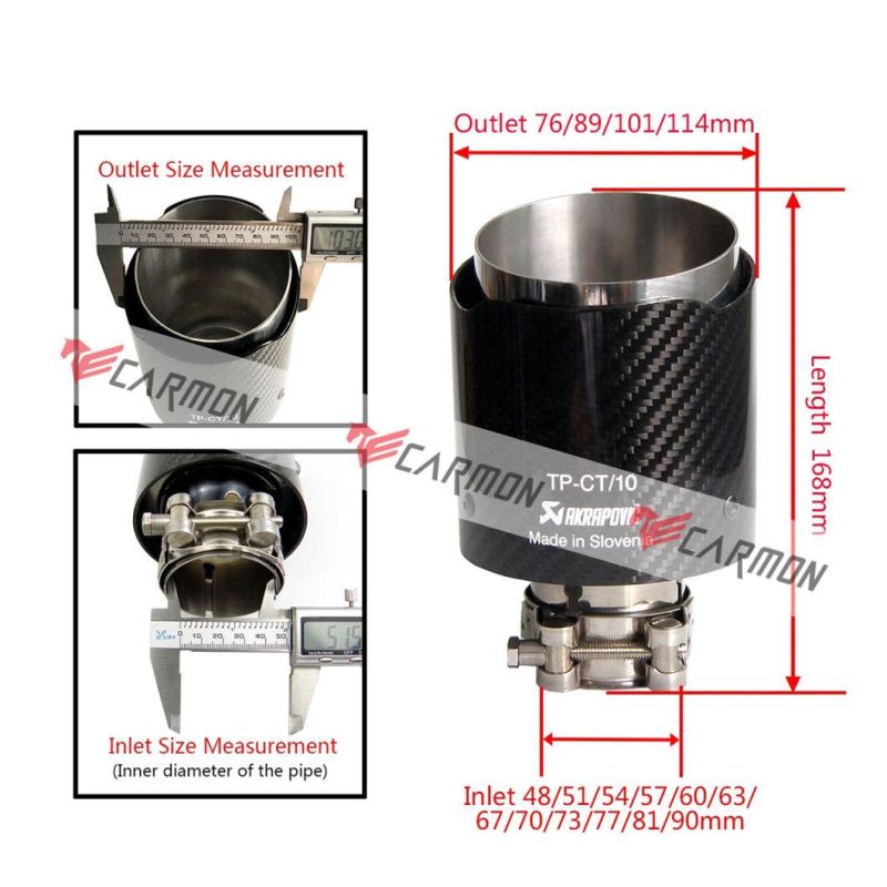 Universal Car Nozzles Glossy Carbon Fiber Exhaust Pipe with Burnt Blue Inner with Logo