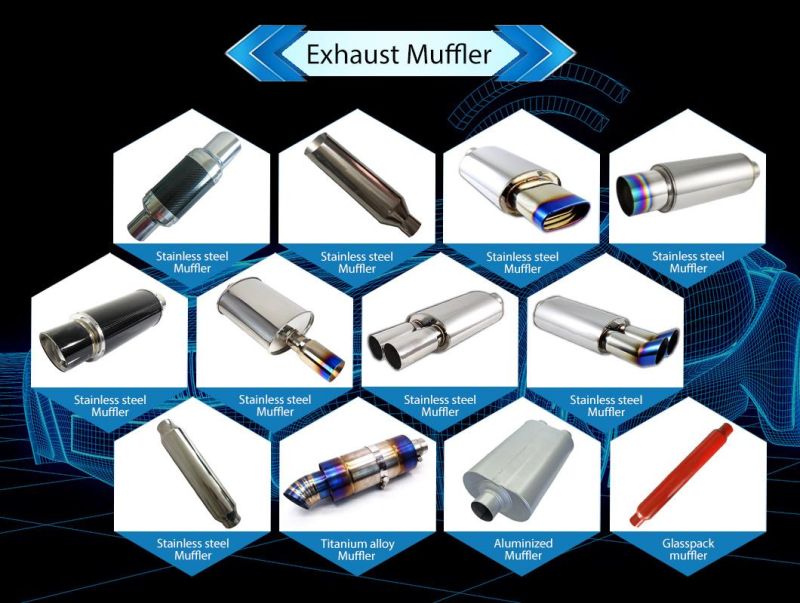 2.5 Inch Inlet 4 Inch Outlet Universal Exhaut Muffler Blue Burnt Tip Exhaust Muffler