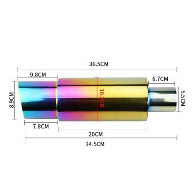 2&quot;Inlet 3.54&quot;Outlet Stainless Steel Neon Exhaust Muffler for Hks