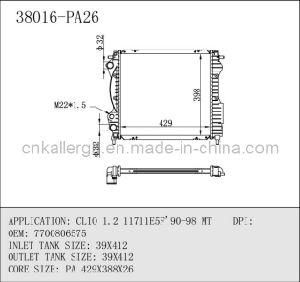 Auto Radiator for Renault 38016