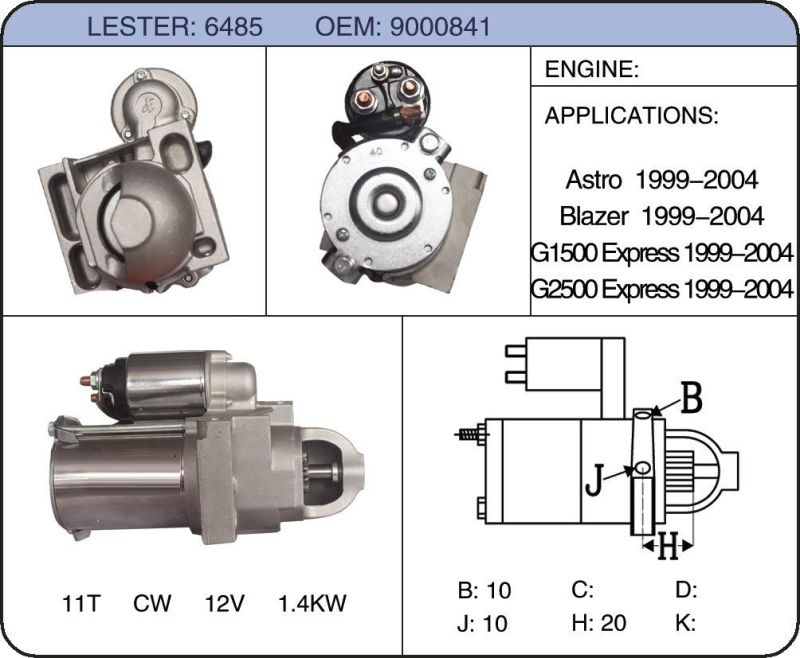 electric Starter Auto Motors for Chevrolet 9000841