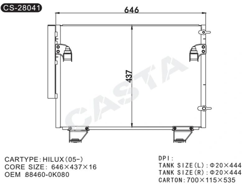 Car Condenser for Toyota Hilux 2005- OEM: 88460-0K010 88460-0K080 (940083)