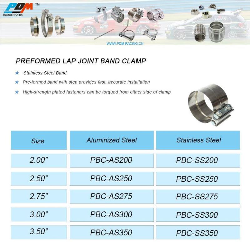 Stainless Steel Lap Joint Band Exhaust Pipe Lap Joint Clamp