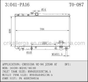 Auto Radiator for Toyota Cressida 92-94 Jzx90 at 31041 (TO-087)