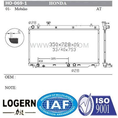 Ho-069-1 Auto Radiator for Honda Mobilio&prime;01- at Tube Fin 6