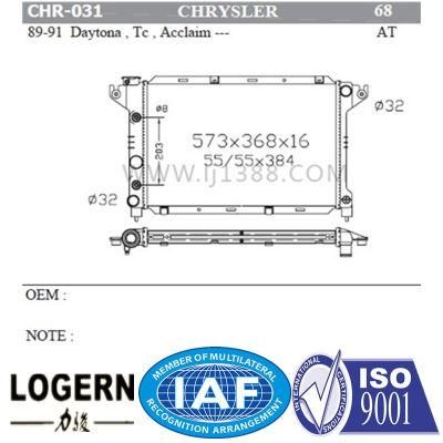 Chr-031 High Cooling Radiator for Chrysler Daytona/Tc/Acclaim&prime;89-91 at Dpi: 68